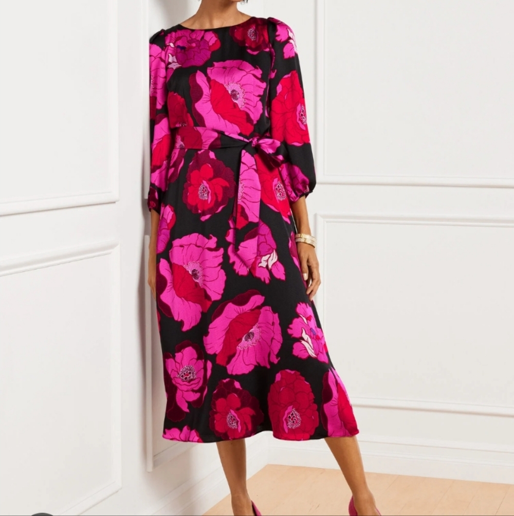 Talbots Black and Pink Floral Dress